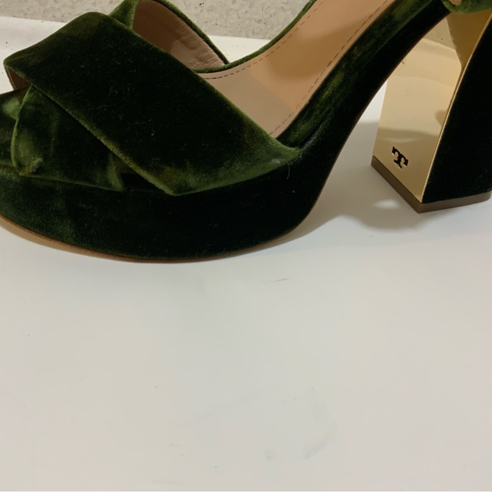 Tory Burch Loretta Velvet Platform Sandals 7 M - Picture 4 of 14